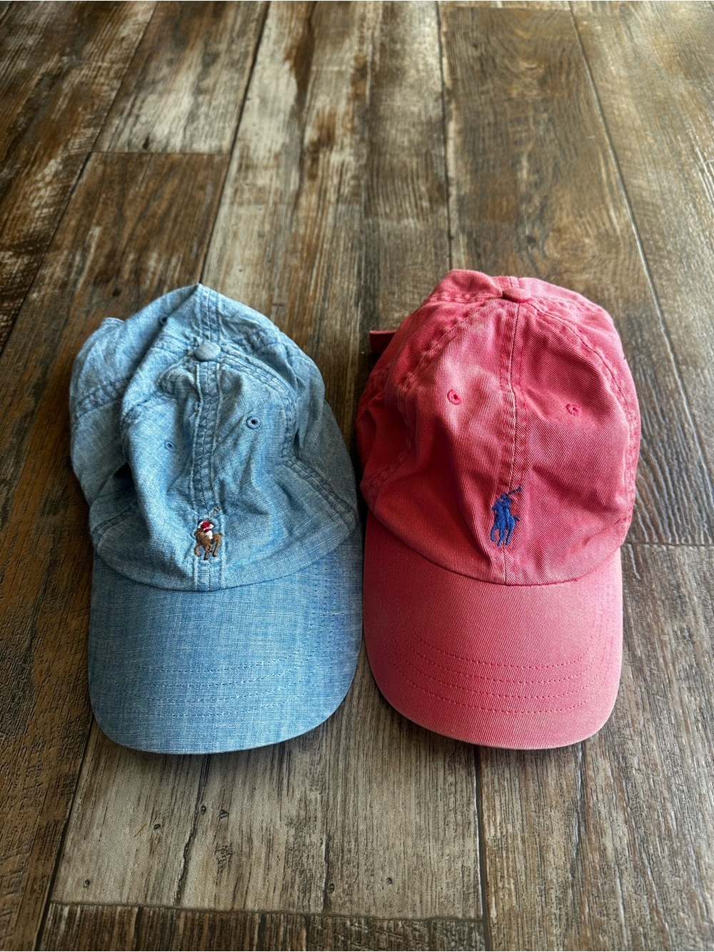 Polo Ralph Lauren Lot of 2 Baseball Caps Adjustable One Size Hats Denim Pony Hit